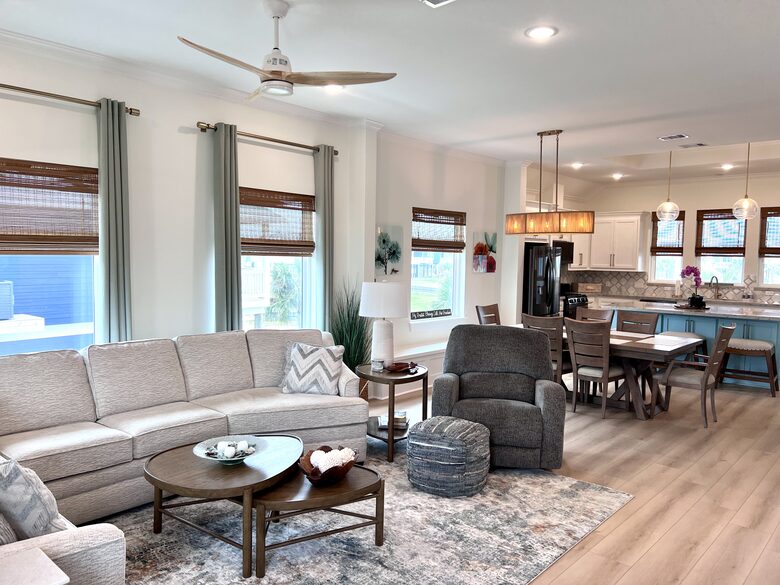 Family entertaining is easy with the homes comfortable open concept