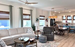Family entertaining is easy with the homes comfortable open concept