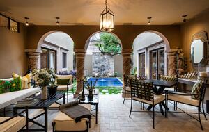 Patio overlooking the pool