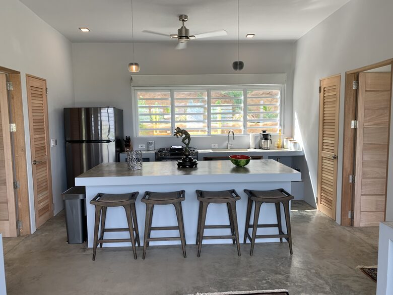 Kitchen and island