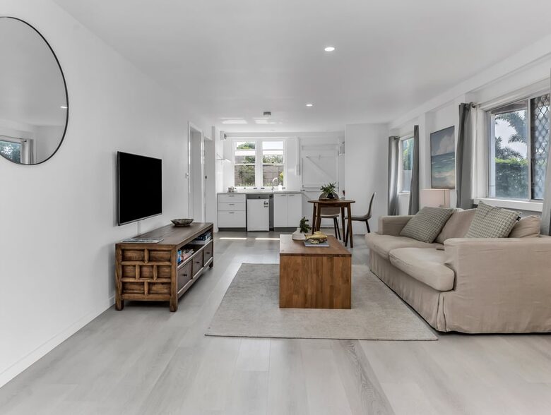 Entertainment area and sofa bed conversion option