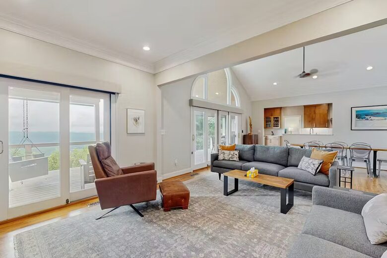 Den view to renovated kitchen (2025)