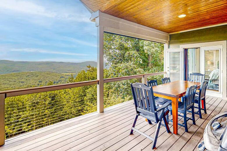 Custom dining table on top deck